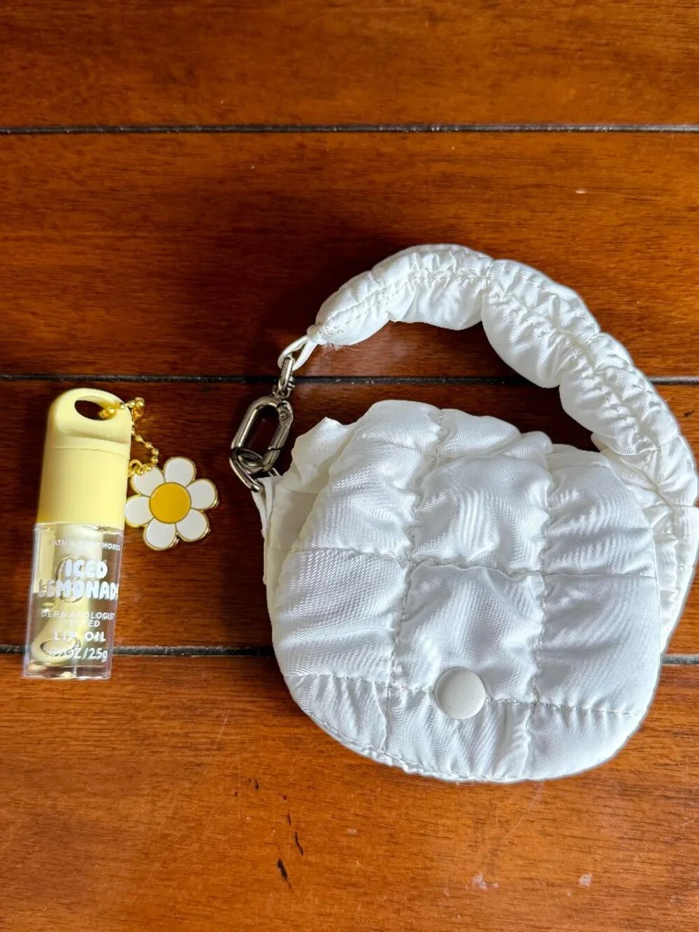 NEW 2-Pc Lip Oil & WHITE Mini Cloud Bag Charm with Magnetic Closure